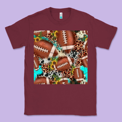 Football Leopard Turquoise Cowhide Sunflower Seamless Pattern Classic Tee Designed By Jahusdesignshop