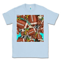 Dusty Blue football leopard turquoise cowhide sunflower seamless pattern Classic Tee - JahusDesignShop