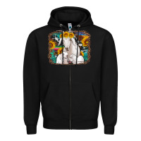 Black goat family with sunflowers western serape turquoise background Zipper Hoodie - Artiststas