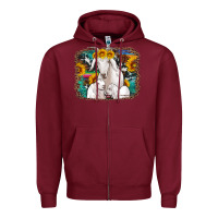 Goat Family With Sunflowers Western Serape Turquoise Background Zipper Hoodie | Teevron