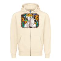 Sandshell goat family with sunflowers western serape turquoise background Zipper Hoodie - Artiststas