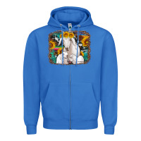 True Royal goat family with sunflowers western serape turquoise background Zipper Hoodie - Artiststas