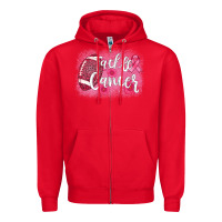 Red tackle cancer football leopard Zipper Hoodie - AdoDesignShop