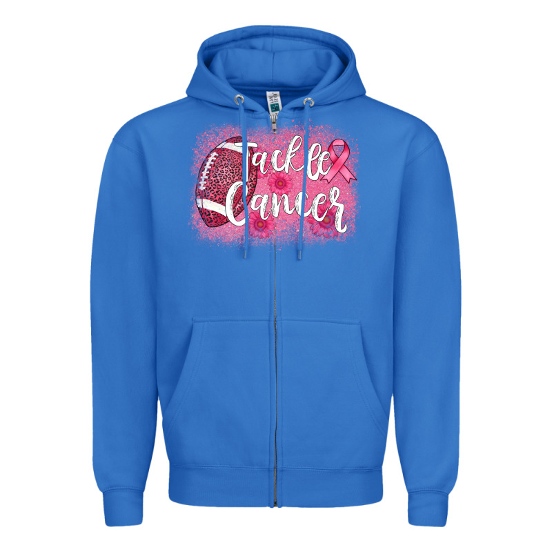 Tackle Cancer Football Leopard Zipper Hoodie by AdoDesignShop | Teevron