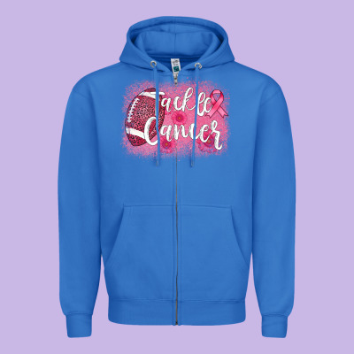 Tackle Cancer Football Leopard Zipper Hoodie Designed By Adodesignshop