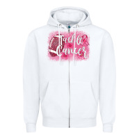 White tackle cancer football leopard Zipper Hoodie - AdoDesignShop