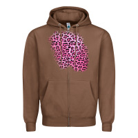 Chestnut pink leopard patch Zipper Hoodie - AdoDesignShop