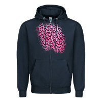 Navy pink leopard patch Zipper Hoodie - AdoDesignShop
