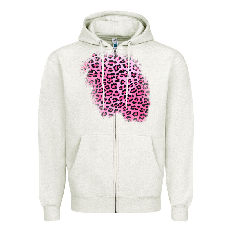 Pink Leopard Patch Zipper Hoodie by AdoDesignShop | Teevron