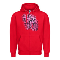Red pink leopard patch Zipper Hoodie - AdoDesignShop