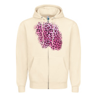 Sandshell pink leopard patch Zipper Hoodie - AdoDesignShop