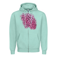 Seafoam pink leopard patch Zipper Hoodie - AdoDesignShop