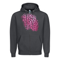 Smoke pink leopard patch Zipper Hoodie - AdoDesignShop