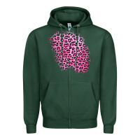 Sports Green pink leopard patch Zipper Hoodie - AdoDesignShop