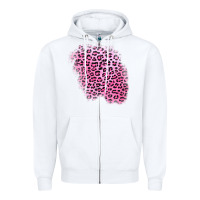 White pink leopard patch Zipper Hoodie - AdoDesignShop