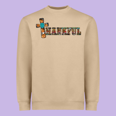 Thankful Pumpkin Cross Heavyweight Sweatshirt Designed By Ranaportraitstore