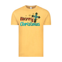 Vintage Mustard merry christmas turquoise gemstones cross Vintage Tee - BarkalooDesign