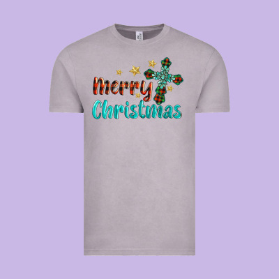 Merry Christmas Turquoise Gemstones Cross Vintage Tee Designed By Barkaloodesign