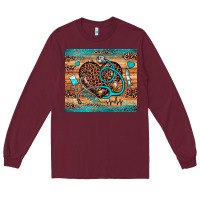 Burgundy nurse leopard heart Long Sleeve Tee - JahusDesignShop