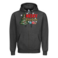Charcoal Heather merry christmas tree Zipper Hoodie - AdoDesignShop