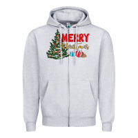 Heather Grey merry christmas tree Zipper Hoodie - AdoDesignShop
