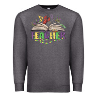 Charcoal Heather teacher mardi gras Premium Sweatshirt - MaliasSmallBusiness