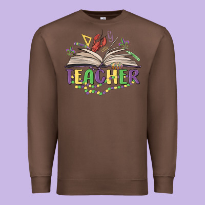 Teacher Mardi Gras Premium Sweatshirt Designed By Maliassmallbusiness