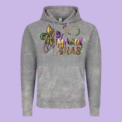Mardi Gras Fleur De Lis And Beads Vintage Hoodie Designed By Ranaportraitstore