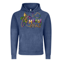 Vintage Denim mardi gras fleur de lis and beads Vintage Hoodie - RanaPortraitStore