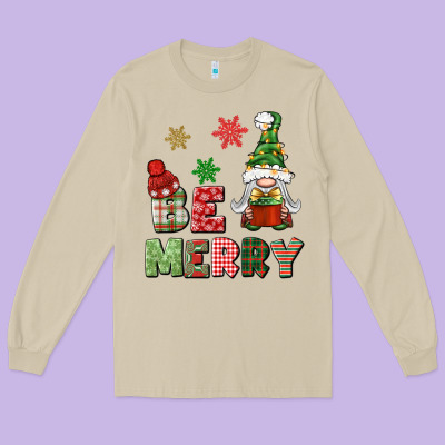 Be Merry Long Sleeve Tee Designed By Bundleandbundleshop