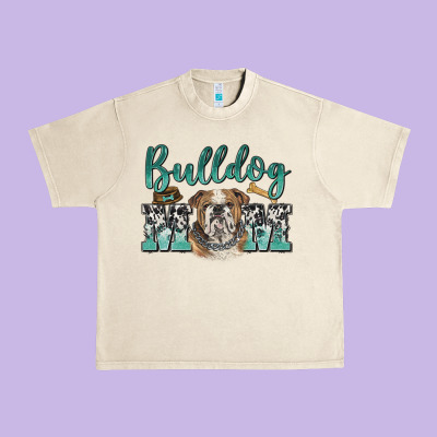 Bulldog Mom Urban Heavy Tee Designed By Barkaloodesign