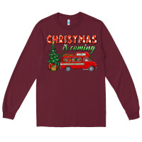 Burgundy christmas is coming Long Sleeve Tee - BundleAndBundleShop