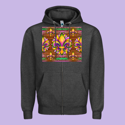 Mardi Gras Sunflowers Fleur, De Lis Glitter Leopard Background Zipper Hoodie Designed By Artiststas