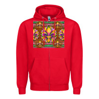 Red mardi gras sunflowers fleur, de lis glitter leopard background Zipper Hoodie - Artiststas