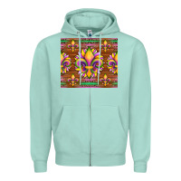 Seafoam mardi gras sunflowers fleur, de lis glitter leopard background Zipper Hoodie - Artiststas