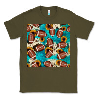 Football Turquoise Cowhide Sunflower Seamless Pattern Classic Tee | Teevron