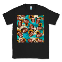 Black football turquoise cowhide sunflower seamless pattern Classic Tee - JahusDesignShop