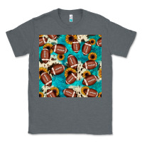 Charcoal Heather football turquoise cowhide sunflower seamless pattern Classic Tee - JahusDesignShop