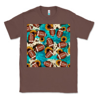 Chestnut football turquoise cowhide sunflower seamless pattern Classic Tee - JahusDesignShop