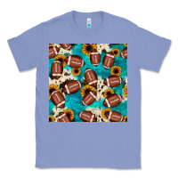 Colony Blue football turquoise cowhide sunflower seamless pattern Classic Tee - JahusDesignShop