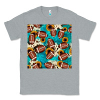 Heather Grey football turquoise cowhide sunflower seamless pattern Classic Tee - JahusDesignShop