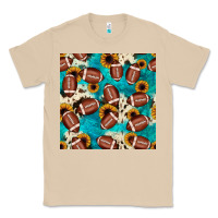 Mushroom football turquoise cowhide sunflower seamless pattern Classic Tee - JahusDesignShop