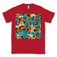 Red football turquoise cowhide sunflower seamless pattern Classic Tee - JahusDesignShop