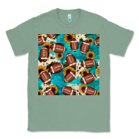 Sage football turquoise cowhide sunflower seamless pattern Classic Tee - JahusDesignShop