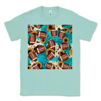 Seafoam football turquoise cowhide sunflower seamless pattern Classic Tee - JahusDesignShop