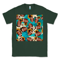 Sports Green football turquoise cowhide sunflower seamless pattern Classic Tee - JahusDesignShop