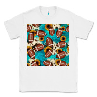 White football turquoise cowhide sunflower seamless pattern Classic Tee - JahusDesignShop