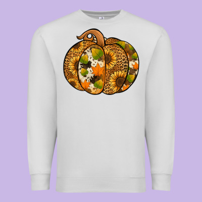 Leopard Cowhide Sunflower Pumpkin Premium Sweatshirt Designed By Nancycooperartshop