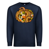 Navy Leopard cowhide sunflower pumpkin Premium Sweatshirt - NancyCooperArtShop