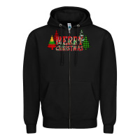 Black merry christmas glitter plaid trees Zipper Hoodie - AdoDesignShop